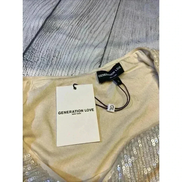 Generation Love Womens Tina Sequin Top SMALL in Shell One Shoulder Revolve Party - Picture 10 of 12